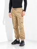 Men's Khaki Relaxed Fit Solid Utility Cargo