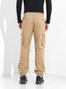 Men's Khaki Relaxed Fit Solid Utility Cargo