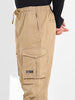 Men's Khaki Relaxed Fit Solid Utility Cargo