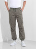 Men's Stone Grey Relaxed Fit Solid Utility Cargo