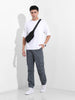 Men's Stone Blue Relaxed Fit Solid Utility Cargo