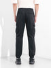 Men's Black Relaxed Fit Solid Utility Cargo