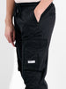 Men's Black Relaxed Fit Solid Utility Cargo