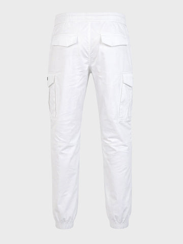 Men's White Regular Fit Solid Utility Cargo