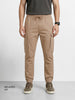 Men's Khaki Regular Fit Solid Utility Cargo