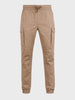 Men's Khaki Regular Fit Solid Utility Cargo