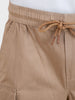 Men's Khaki Regular Fit Solid Utility Cargo