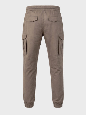 Men's Brown Regular Fit Solid Utility Cargo
