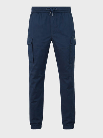 Men's Navy Blue Regular Fit Solid Utility Cargo