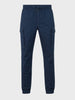 Men's Navy Blue Regular Fit Solid Utility Cargo