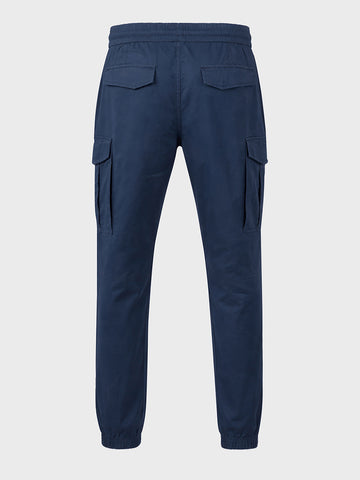 Men's Navy Blue Regular Fit Solid Utility Cargo
