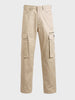 Men's Beige Relaxed Fit Solid Utility Cargo