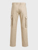 Men's Beige Relaxed Fit Solid Utility Cargo