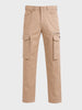 Men's Khaki Relaxed Fit Solid Utility Cargo