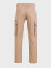 Men's Khaki Relaxed Fit Solid Utility Cargo