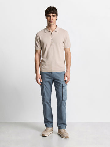 Men's Silver Relaxed Fit Solid Utility Cargo