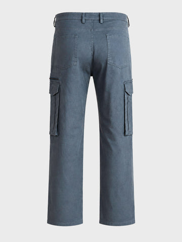 Men's Silver Relaxed Fit Solid Utility Cargo