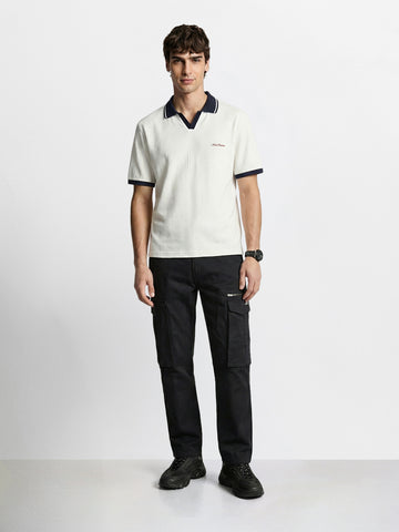 Men's Black Relaxed Fit Solid Utility Cargo