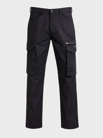 Men's Black Relaxed Fit Solid Utility Cargo
