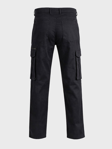 Men's Black Relaxed Fit Solid Utility Cargo