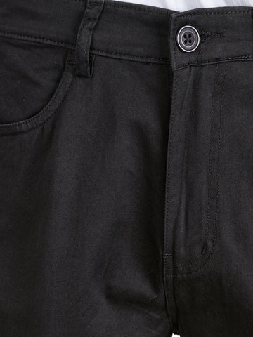 Men's Black Relaxed Fit Solid Utility Cargo