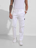 Men's White Relaxed Fit Solid Utility Cargo