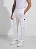 Men's White Relaxed Fit Solid Utility Cargo