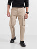 Men's Beige Relaxed Fit Solid Utility Cargo