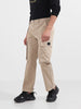 Men's Beige Relaxed Fit Solid Utility Cargo