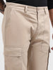 Men's Beige Relaxed Fit Solid Utility Cargo