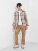 Men's Khaki Relaxed Fit Solid Utility Cargo