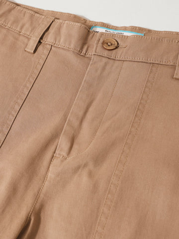 Men's Khaki Relaxed Fit Solid Utility Cargo