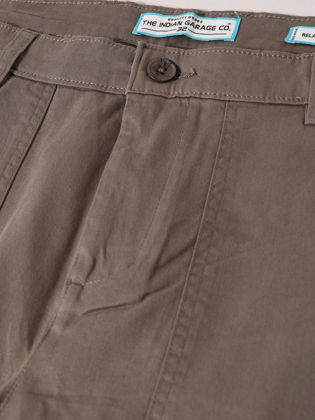 Men's Brown Relaxed Fit Solid Utility Cargo