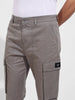 Men's Grey Relaxed Fit Solid Utility Cargo