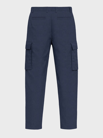 Men's Blue Relaxed Fit Solid Utility Cargo