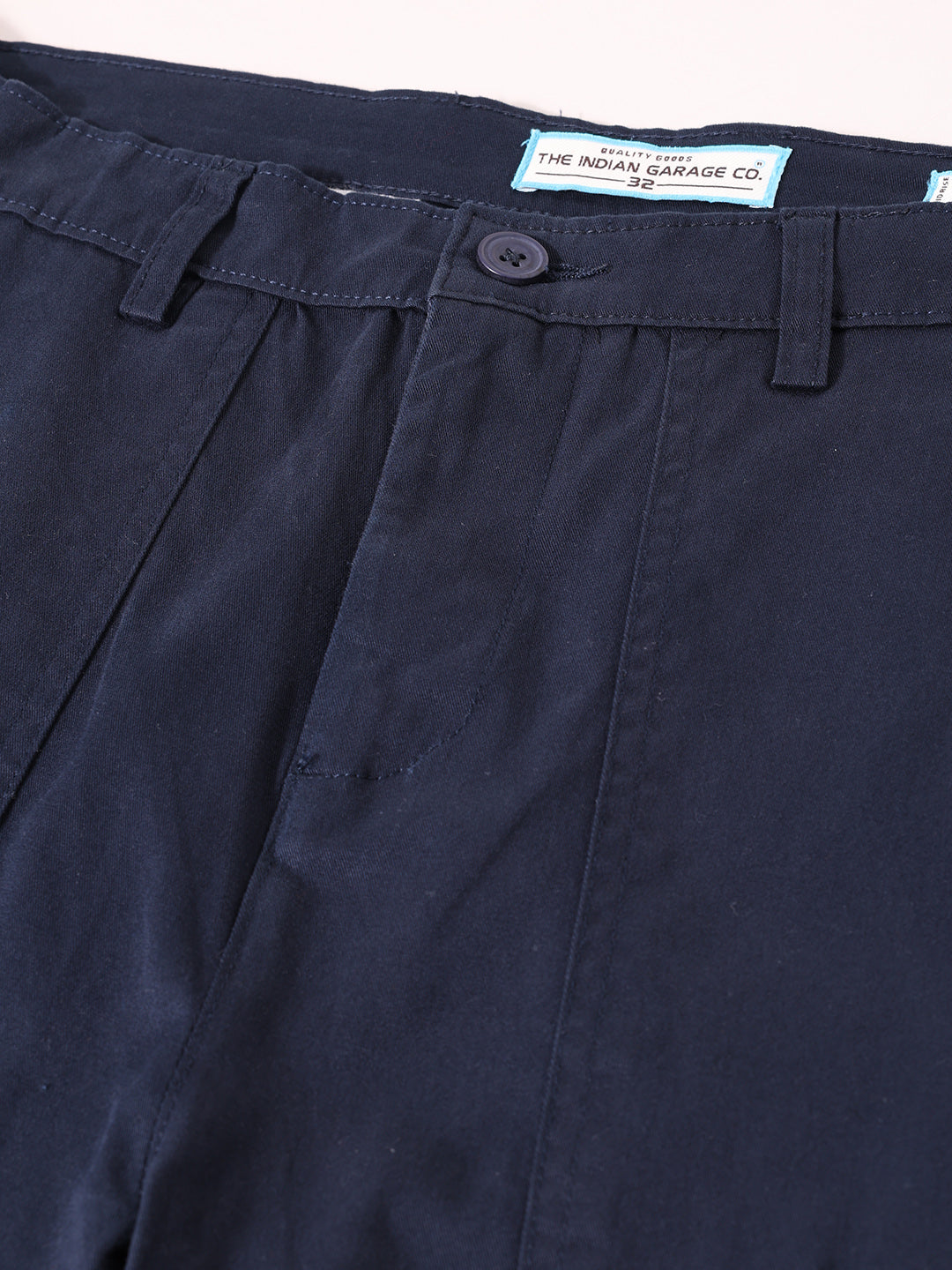Men's Blue Relaxed Fit Solid Utility Cargo