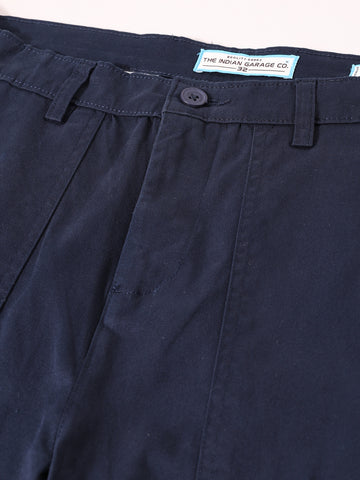 Men's Blue Relaxed Fit Solid Utility Cargo