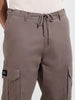 Men's Brown Regular Fit Solid Utility Cargo
