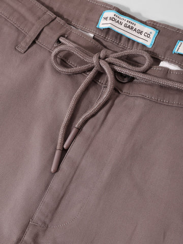 Men's Brown Regular Fit Solid Utility Cargo