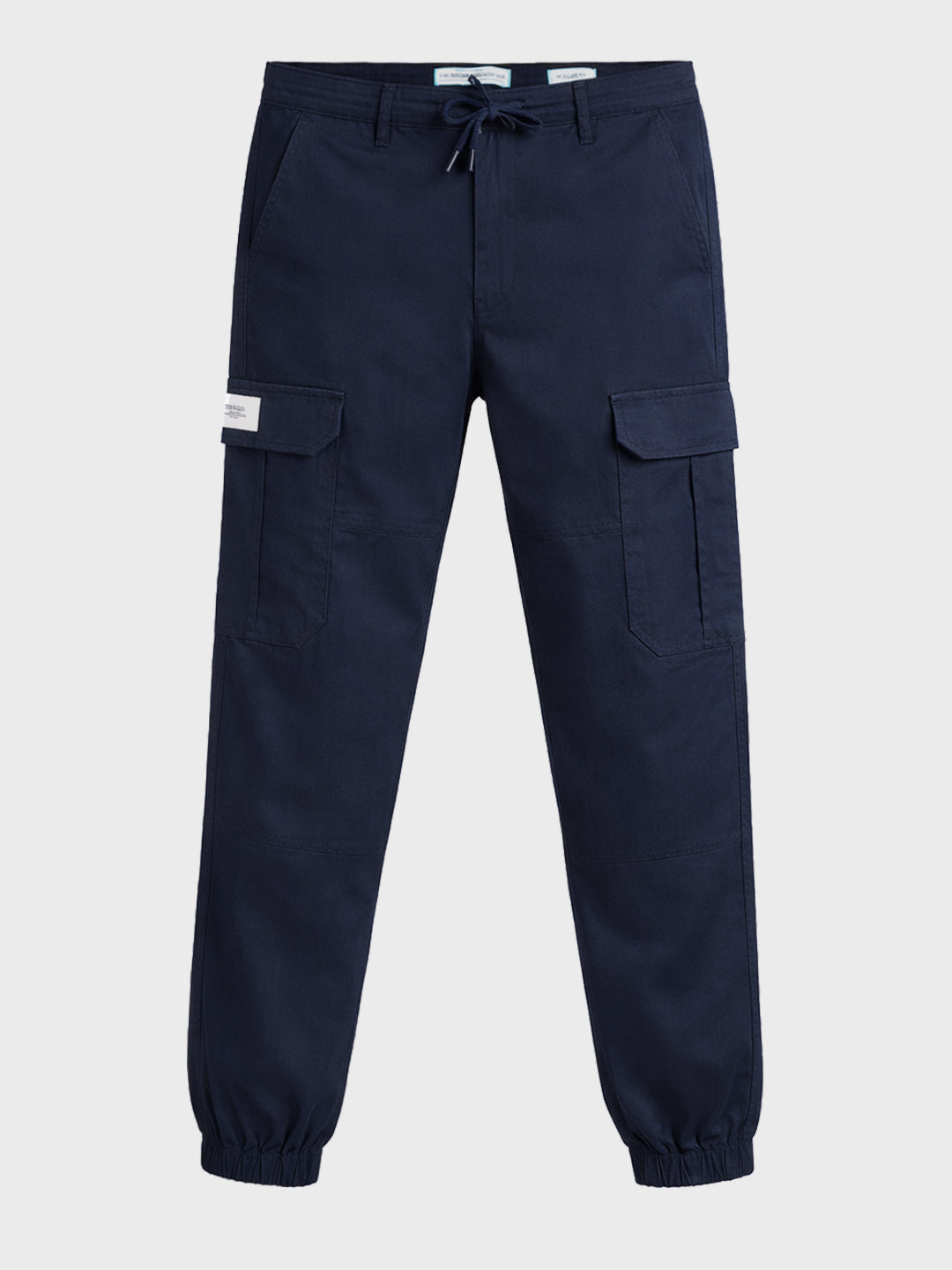 Men's Blue Regular Fit Solid Utility Cargo