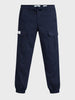 Men's Navy Blue Regular Fit Solid Utility Cargo