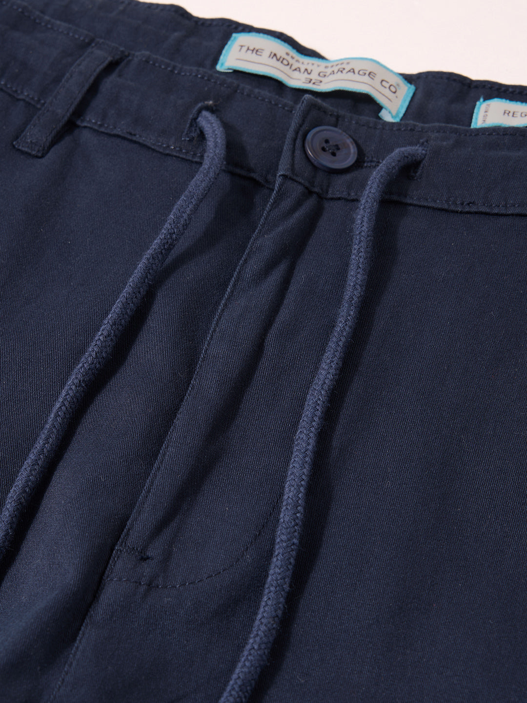 Men's Blue Regular Fit Solid Utility Cargo