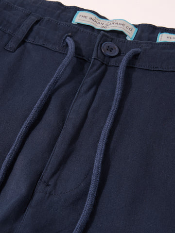 Men's Navy Blue Regular Fit Solid Utility Cargo