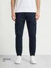 Men's Navy Blue Regular Fit Solid Utility Cargo
