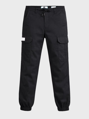 Men's Black Regular Fit Solid Utility Cargo