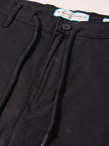 Men's Black Regular Fit Solid Utility Cargo