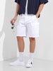 Men's White Relaxed Fit Solid Utility Shorts