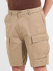 Men's Khaki Relaxed Fit Solid Utility Shorts
