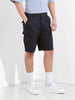 Men's Navy Blue Relaxed Fit Solid Utility Shorts