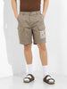 Men's Taupe Relaxed Fit Solid Utility Shorts
